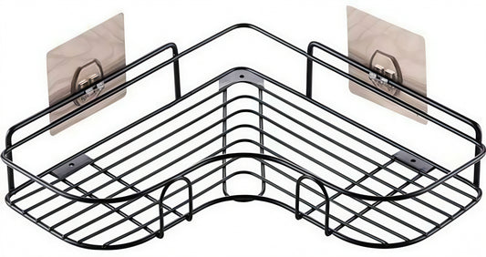 (Pack of 2) Self-Adhesive Metal Corner Rack – No-Drill Wall Mount for Kitchen & Bathroom (Triangle Shape)