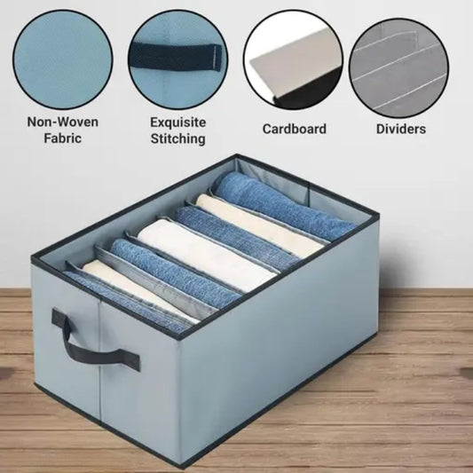 (Pack of 4)Foldable Wardrobe Clothes Organizer – 7 Grid Non-Woven Storage Boxes for Closet Drawers (Beige, Combo Pack)