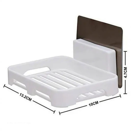 Adhesive Bathroom Shelf Set – 2 Wall Shelves + 2 Soap Holders (Pack of 4, White, No-Drill Mount)